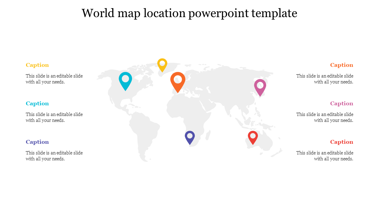 Best World Map Location PowerPoint Template Slides